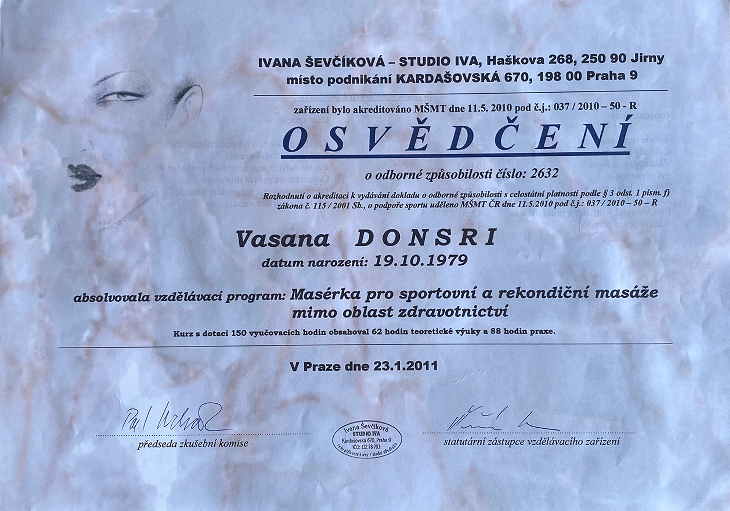 Vasana, Thajské masáže Plzeň, certifikat_2